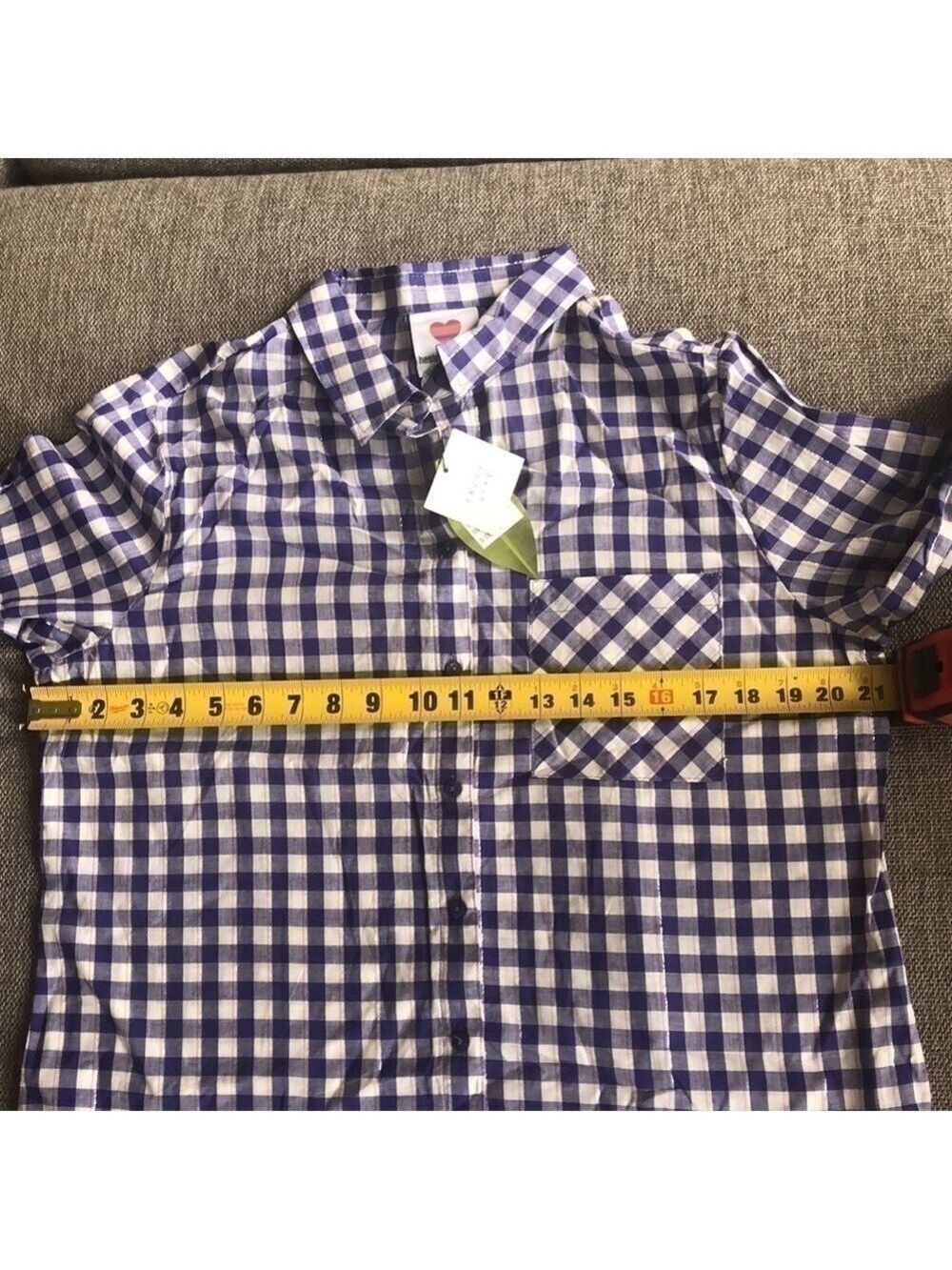 Hester And Orchard Gingham Checkered Button Down Shirt Blue White M - Picture 14 of 16